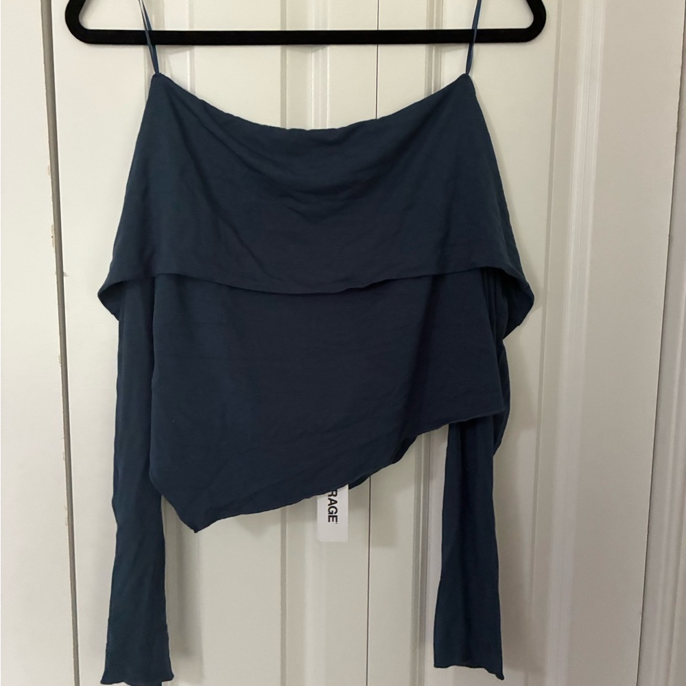 Garage Deep Blue Off-Shoulder Top